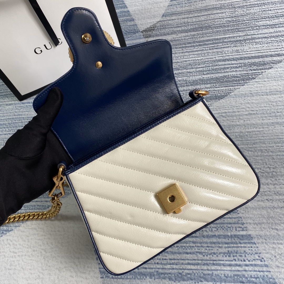 Gucci GG Marmont Mini Top Handle Bag Shoulder Bag 583571 White